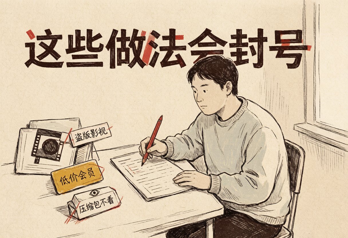 这些做法会封号：盗版影视、低价会员、压缩包不看